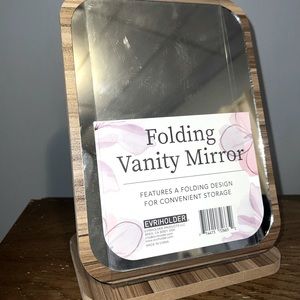 Foldable wooden vanity mirror